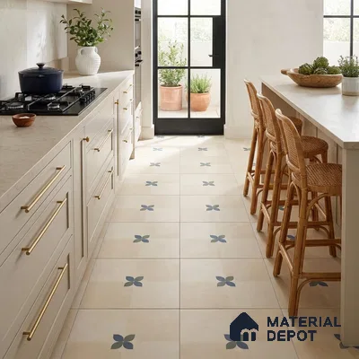 Moroccan Floor Tile TL 09477 B Element Crema 2 ft x 2 ft Matte Finish Vitrified Tile - 9 mm | 1 Random Design | Suitable For Balcony, Bedroom, Dining Area | Please Expect a Slight Variation of Pattern