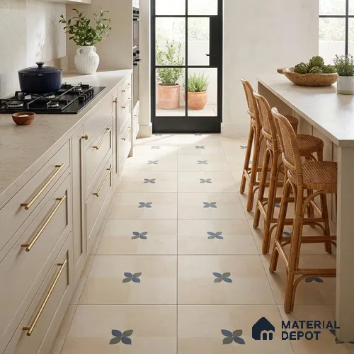 Moroccan Floor Tile TL 09477 B Element Crema 2 ft x 2 ft Matte Finish Vitrified Tile - 9 mm | 1 Random Design | Suitable For Balcony, Bedroom, Dining Area | Please Expect a Slight Variation of Pattern