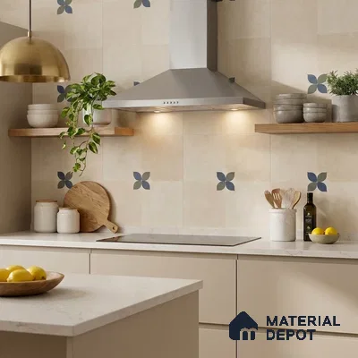 Moroccan Floor Tile TL 09477 B Element Crema 2 ft x 2 ft Matte Finish Vitrified Tile - 9 mm | 1 Random Design | Suitable For Balcony, Bedroom, Dining Area | Please Expect a Slight Variation of Pattern