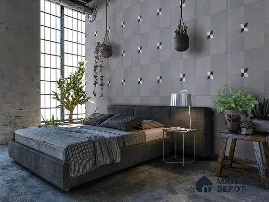 Moroccan Floor Tile TL 09477 C Element Grey 2 ft x 2 ft Matte Finish Vitrified Tile - 9 mm | 1 Random Design | Suitable For Courtyard, Balcony, Corridor | Please Expect a Slight Variation of Pattern