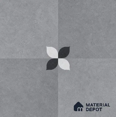 Moroccan Floor Tile TL 09477 C Element Grey 2 ft x 2 ft Matte Finish Vitrified Tile - 9 mm | 1 Random Design | Suitable For Courtyard, Balcony, Corridor | Please Expect a Slight Variation of Pattern