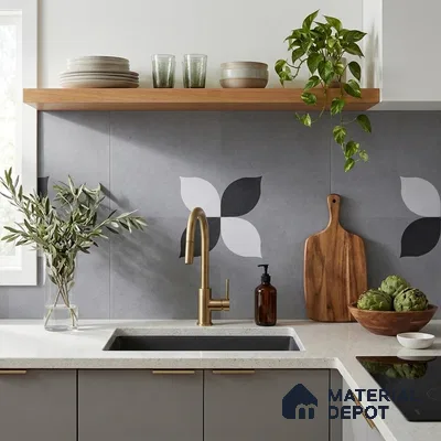 Moroccan Floor Tile TL 09477 C Element Grey 2 ft x 2 ft Matte Finish Vitrified Tile - 9 mm | 1 Random Design | Suitable For Courtyard, Balcony, Corridor | Please Expect a Slight Variation of Pattern