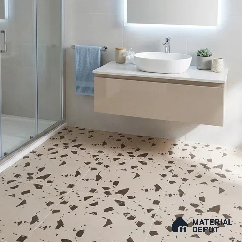 Terrazzo Wall & Floor Tile TL 09478 B Cushion Coral 2 ft x 2 ft Matte Finish Vitrified Tile - 9 mm | 6 Random Design | Suitable For Living Room, Kitchen, Bathroom