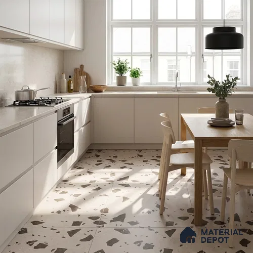 Terrazzo Wall & Floor Tile TL 09478 B Cushion Coral 2 ft x 2 ft Matte Finish Vitrified Tile - 9 mm | 6 Random Design | Suitable For Living Room, Kitchen, Bathroom