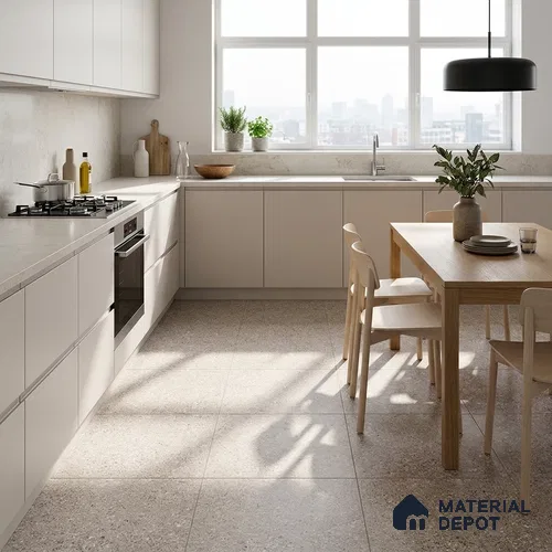 Terrazzo Wall & Floor Tile TL 09480 Poly Coral 2 ft x 2 ft Matte Finish Vitrified Tile - 9 mm | 3 Random Design | Suitable For Living Room, Kitchen, Bathroom