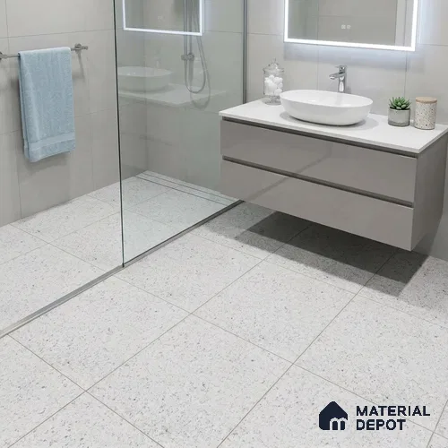 Terrazzo Wall & Floor Tile TL 09480 B Poly Pearl 2 ft x 2 ft Matte Finish Vitrified Tile - 9 mm | 3 Random Design | Suitable For Living Room, Kitchen, Bathroom