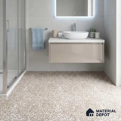 Terrazzo Wall & Floor Tile TL 09481 B Monolithic Coral 2 ft x 2 ft Matte Finish Vitrified Tile - 9 mm | 3 Random Design | Suitable For Living Room, Kitchen, Bathroom