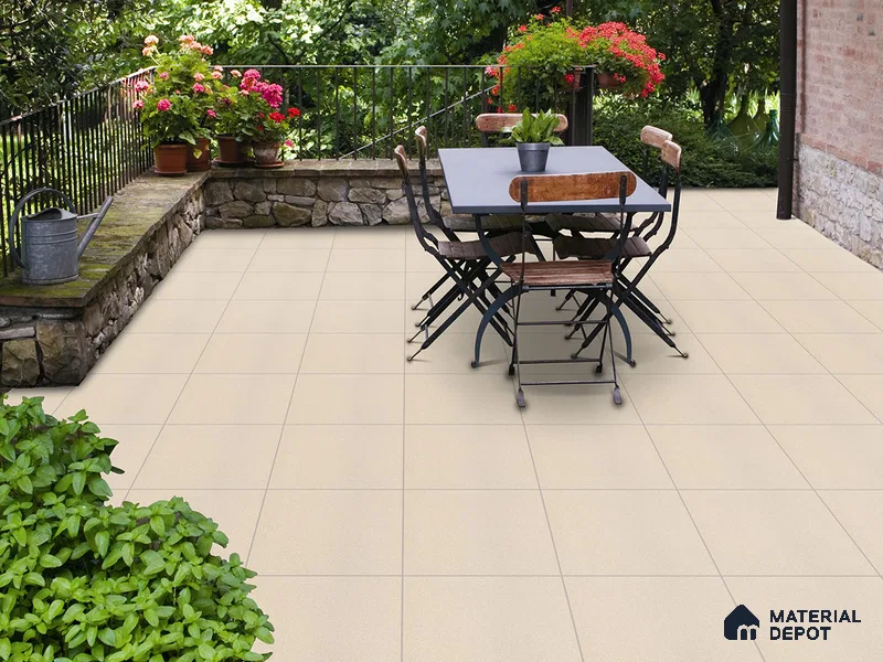Cement Floor Tile TL 09491 Splate Crema 2 ft x 2 ft Full Body Matte Finish Vitrified Tile - 15 mm | 1 Random Design | Suitable For Living Room, Bedroom, Bathroom