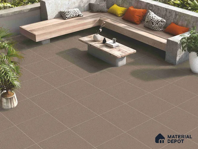 Cement Floor Tile TL 09491 D Splate Brown 2 ft x 2 ft Full Body Matte Finish Vitrified Tile - 15 mm | 1 Random Design | Suitable For Living Room, Bedroom, Bathroom