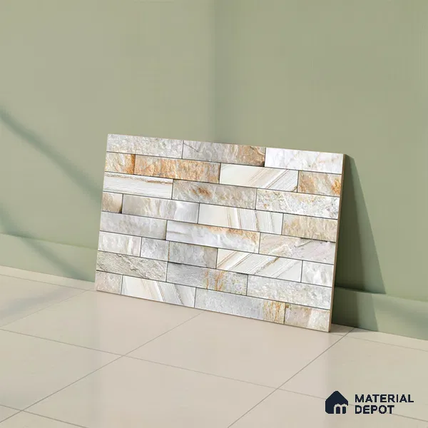 Stacked Stone Look Wall Tile TL 09496 | Matte Finish 18 x 12 inch Ceramic Tile - 7 mm | Suitable For Kitchen, Bathroom, Bedroom & Office