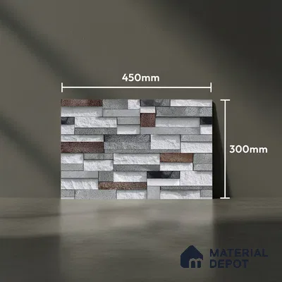 Stacked Stone Look Wall Tile TL 09505 | Matte Finish 18 x 12 inch Ceramic Tile - 7 mm | Suitable For Kitchen, Bathroom, Bedroom & Office