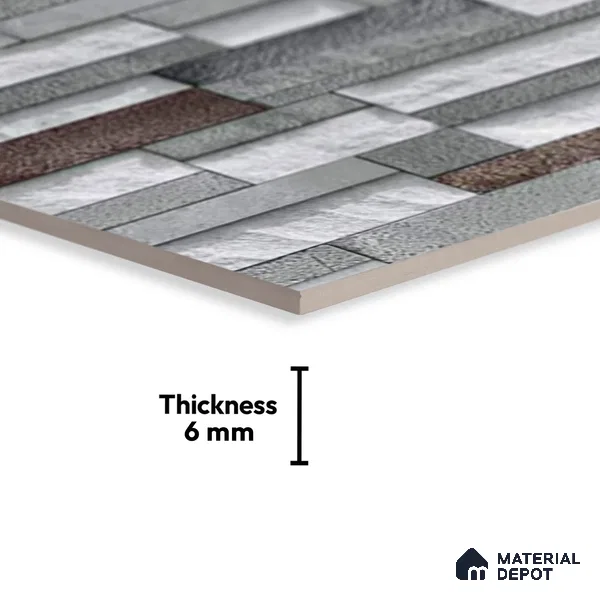 Stacked Stone Look Wall Tile TL 09505 | Matte Finish 18 x 12 inch Ceramic Tile - 7 mm | Suitable For Kitchen, Bathroom, Bedroom & Office