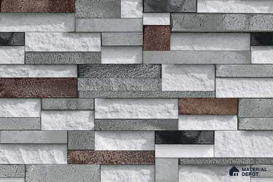Stacked Stone Look Wall Tile TL 09505 | Matte Finish 18 x 12 inch Ceramic Tile - 7 mm | Suitable For Kitchen, Bathroom, Bedroom & Office