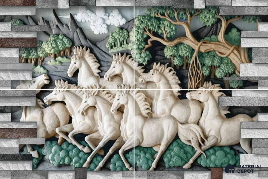 Highlighter Look Wall Tile TL 09506 | Matte Finish 18 x 12 inch Ceramic Tile - 7 mm | Suitable For Kitchen, Bathroom, Bedroom & Office