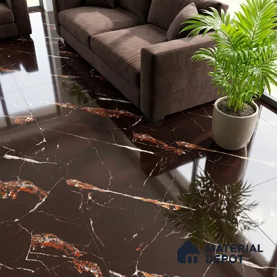 Marble Look Wall & Floor Tile TL 09510 | High Gloss Finish 4 ft x 2 ft Vitrified Tile - 9 mm | Suitable For Kitchen, Bathroom, Bedroom & Office