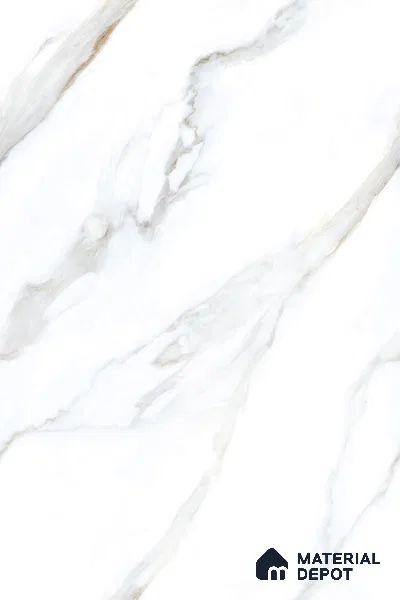 Marble Floor & Wall Tile TL 09625 Rocco White Glit 6 ft x 4 ft Infinia Nutech Finish Vitrified Large Format Tile - 9 mm | 3 Random Design | Suitable For Living Room, Bedroom, Dining Area | Adhesive and Spacers Must be Used During Installation
