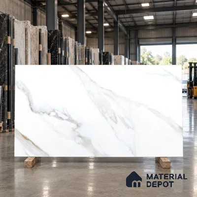 Marble Floor & Wall Tile TL 09625 Rocco White Glit 6 ft x 4 ft Infinia Nutech Finish Vitrified Large Format Tile - 9 mm | 3 Random Design | Suitable For Living Room, Bedroom, Dining Area | Adhesive and Spacers Must be Used During Installation