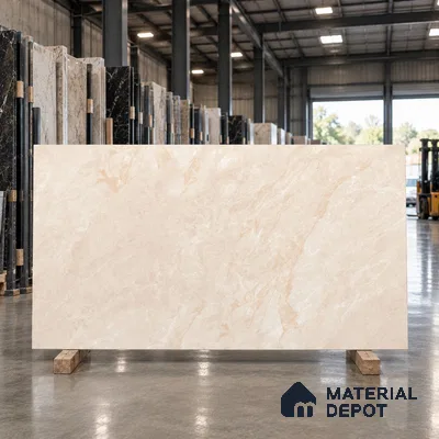 Marble Floor & Wall Tile TL 09629 Indo Beige Glit 6 ft x 4 ft Infinia Nutech Finish Vitrified Large Format Tile - 9 mm | 3 Random Design | Suitable For Living Room, Bedroom, Dining Area | Adhesive and Spacers Must be Used During Installation
