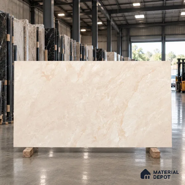 Marble Floor & Wall Tile TL 09629 Indo Beige Glit 6 ft x 4 ft Infinia Nutech Finish Vitrified Large Format Tile - 9 mm | 3 Random Design | Suitable For Living Room, Bedroom, Dining Area | Adhesive and Spacers Must be Used During Installation