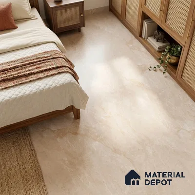 Marble Floor & Wall Tile TL 09629 Indo Beige Glit 6 ft x 4 ft Infinia Nutech Finish Vitrified Large Format Tile - 9 mm | 3 Random Design | Suitable For Living Room, Bedroom, Dining Area | Adhesive and Spacers Must be Used During Installation