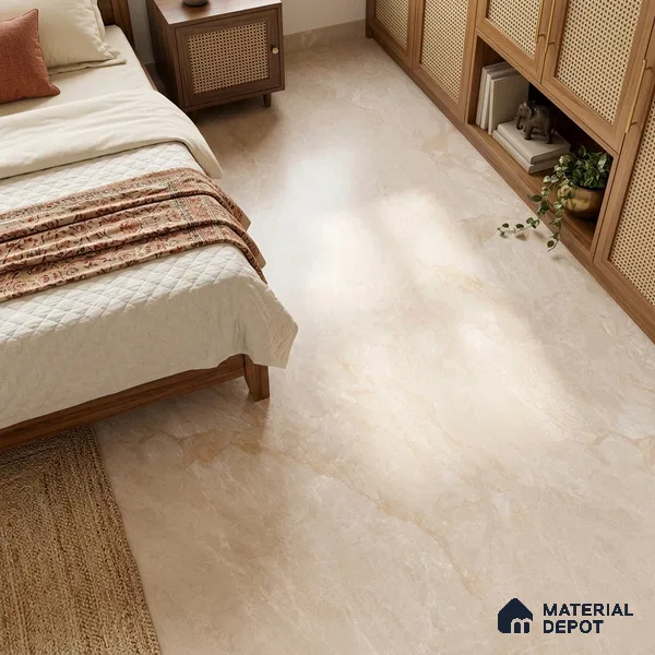 Marble Floor & Wall Tile TL 09629 Indo Beige Glit 6 ft x 4 ft Infinia Nutech Finish Vitrified Large Format Tile - 9 mm | 3 Random Design | Suitable For Living Room, Bedroom, Dining Area | Adhesive and Spacers Must be Used During Installation