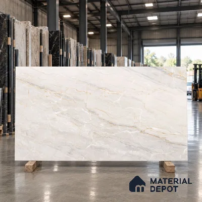 Marble Crema Marfil Wall & Floor Tile TL 09630 Ivory Beige 6 ft x 4 ft Matte Finish Vitrified Tile - 9 mm | 3 Random Designs | Suitable For Living Room, Bedroom, Dining Area | Adhesive and Spacers Must be Used During Installation