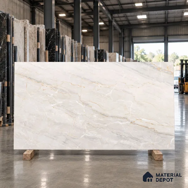 Marble Crema Marfil Wall & Floor Tile TL 09630 Ivory Beige 6 ft x 4 ft Matte Finish Vitrified Tile - 9 mm | 3 Random Designs | Suitable For Living Room, Bedroom, Dining Area | Adhesive and Spacers Must be Used During Installation