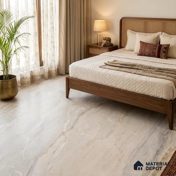 Marble Crema Marfil Wall & Floor Tile TL 09630 Ivory Beige 6 ft x 4 ft Matte Finish Vitrified Tile - 9 mm | 3 Random Designs | Suitable For Living Room, Bedroom, Dining Area | Adhesive and Spacers Must be Used During Installation