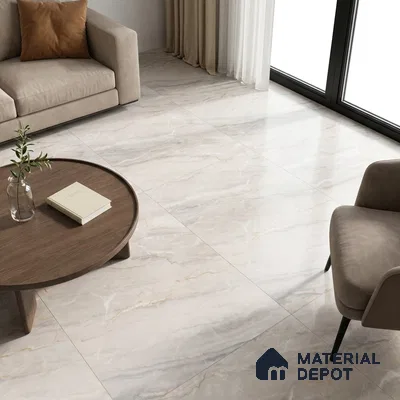 Marble Crema Marfil Wall & Floor Tile TL 09630 Ivory Beige 6 ft x 4 ft Matte Finish Vitrified Tile - 9 mm | 3 Random Designs | Suitable For Living Room, Bedroom, Dining Area | Adhesive and Spacers Must be Used During Installation