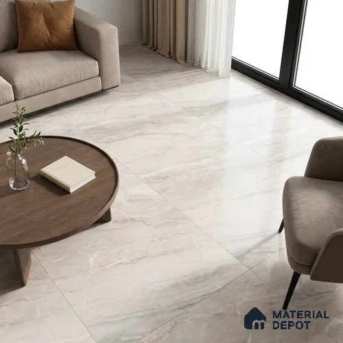 Marble Crema Marfil Wall & Floor Tile TL 09630 Ivory Beige 6 ft x 4 ft Matte Finish Vitrified Tile - 9 mm | 3 Random Designs | Suitable For Living Room, Bedroom, Dining Area | Adhesive and Spacers Must be Used During Installation