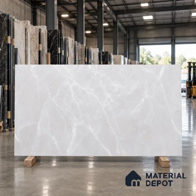 Marble Floor & Wall Tile TL 09631 Alvery Bianco 6 ft x 4 ft Nutech Finish Vitrified Large Format Tile - 9 mm | 2 Random Design | Suitable For Living Room, Bedroom, Dining Area | Adhesive and Spacers Must be Used During Installation