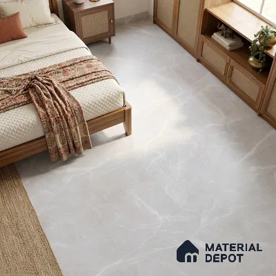 Marble Floor & Wall Tile TL 09631 Alvery Bianco 6 ft x 4 ft Nutech Finish Vitrified Large Format Tile - 9 mm | 2 Random Design | Suitable For Living Room, Bedroom, Dining Area | Adhesive and Spacers Must be Used During Installation