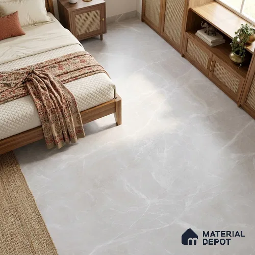 Marble Floor & Wall Tile TL 09631 Alvery Bianco 6 ft x 4 ft Nutech Finish Vitrified Large Format Tile - 9 mm | 2 Random Design | Suitable For Living Room, Bedroom, Dining Area | Adhesive and Spacers Must be Used During Installation