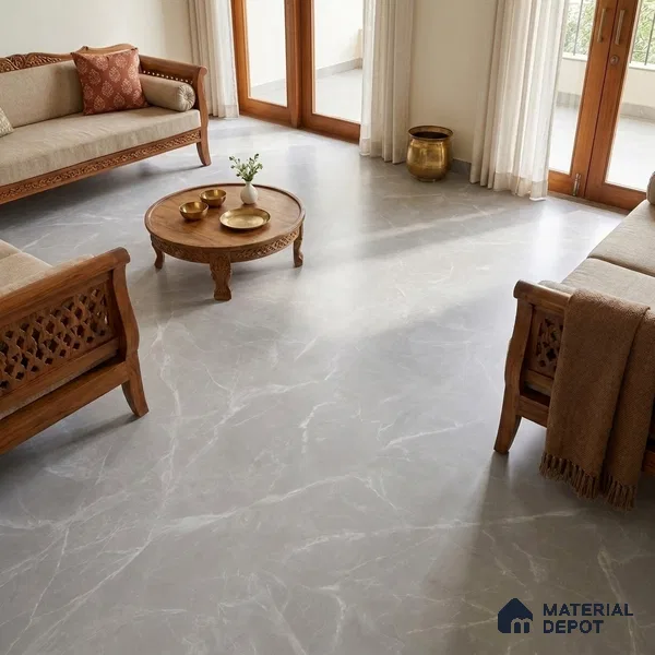 Marble Floor & Wall Tile TL 09631 Alvery Bianco 6 ft x 4 ft Nutech Finish Vitrified Large Format Tile - 9 mm | 2 Random Design | Suitable For Living Room, Bedroom, Dining Area | Adhesive and Spacers Must be Used During Installation
