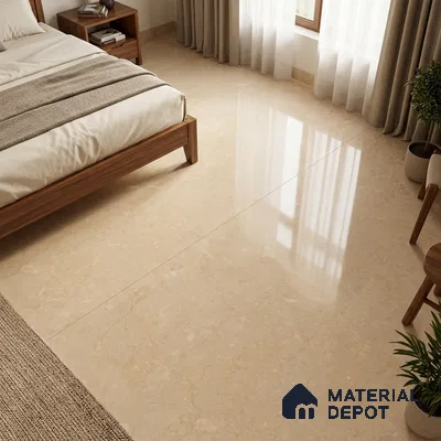 Marble Floor & Wall Tile TL 09632 Elite Marfil Beige 6 ft x 4 ft Infinia Finish Vitrified Large Format Tile - 9 mm | 2 Random Design | Suitable For Living Room, Bedroom, Dining Area | Adhesive and Spacers Must be Used During Installation