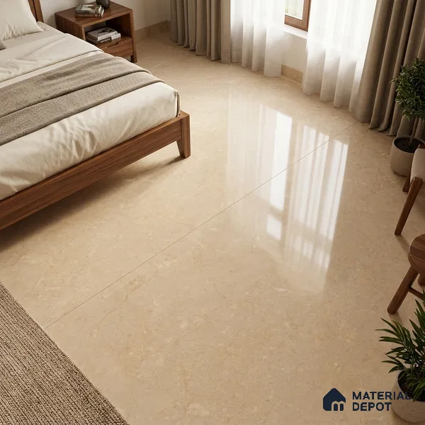 Marble Floor & Wall Tile TL 09632 Elite Marfil Beige 6 ft x 4 ft Infinia Finish Vitrified Large Format Tile - 9 mm | 2 Random Design | Suitable For Living Room, Bedroom, Dining Area | Adhesive and Spacers Must be Used During Installation