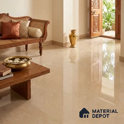 Marble Floor & Wall Tile TL 09632 Elite Marfil Beige 6 ft x 4 ft Infinia Finish Vitrified Large Format Tile - 9 mm | 2 Random Design | Suitable For Living Room, Bedroom, Dining Area | Adhesive and Spacers Must be Used During Installation