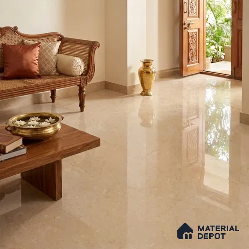 Marble Floor & Wall Tile TL 09632 Elite Marfil Beige 6 ft x 4 ft Infinia Finish Vitrified Large Format Tile - 9 mm | 2 Random Design | Suitable For Living Room, Bedroom, Dining Area | Adhesive and Spacers Must be Used During Installation