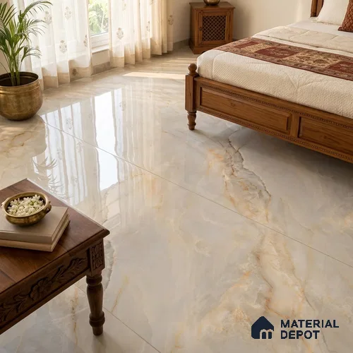 Marble Floor & Wall Tile TL 09633 Selva Onyx Crema 6 ft x 4 ft Infinia Finish Vitrified Large Format Tile - 9 mm | 3 Random Design | Suitable For Living Room, Bedroom, Dining Area | Adhesive and Spacers Must be Used During Installation