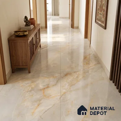 Marble Floor & Wall Tile TL 09633 Selva Onyx Crema 6 ft x 4 ft Infinia Finish Vitrified Large Format Tile - 9 mm | 3 Random Design | Suitable For Living Room, Bedroom, Dining Area | Adhesive and Spacers Must be Used During Installation