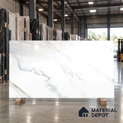 Marble Floor & Wall Tile TL 09634 Rocco White 6 ft x 4 ft Infinia Finish Vitrified Large Format Tile - 9 mm | 3 Random Design | Suitable For Living Room, Bedroom, Dining Area | Adhesive and Spacers Must be Used During Installation