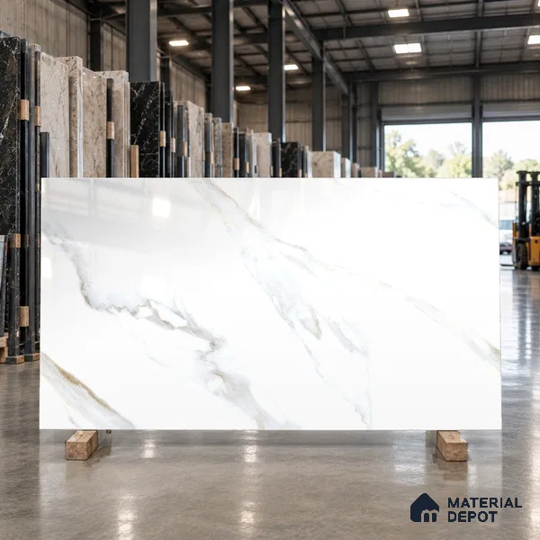 Marble Floor & Wall Tile TL 09634 Rocco White 6 ft x 4 ft Infinia Finish Vitrified Large Format Tile - 9 mm | 3 Random Design | Suitable For Living Room, Bedroom, Dining Area | Adhesive and Spacers Must be Used During Installation