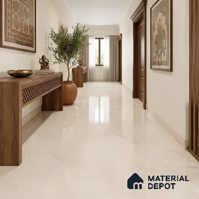 Marble Floor & Wall Tile TL 09636 Versatile Beige 6 ft x 4 ft Infinia Finish Vitrified Large Format Tile - 9 mm | 3 Random Design | Suitable For Living Room, Bedroom, Dining Area | Adhesive and Spacers Must be Used During Installation