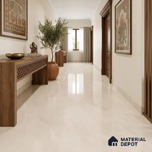 Marble Floor & Wall Tile TL 09636 Versatile Beige 6 ft x 4 ft Infinia Finish Vitrified Large Format Tile - 9 mm | 3 Random Design | Suitable For Living Room, Bedroom, Dining Area | Adhesive and Spacers Must be Used During Installation