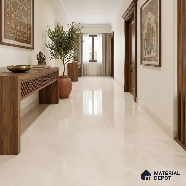 Marble Floor & Wall Tile TL 09636 Versatile Beige 6 ft x 4 ft Infinia Finish Vitrified Large Format Tile - 9 mm | 3 Random Design | Suitable For Living Room, Bedroom, Dining Area | Adhesive and Spacers Must be Used During Installation