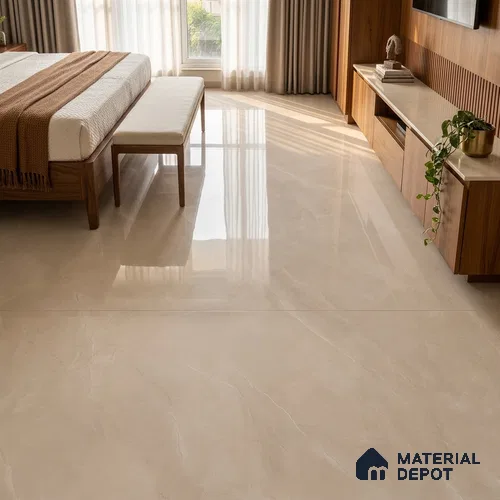 Marble Floor & Wall Tile TL 09636 Versatile Beige 6 ft x 4 ft Infinia Finish Vitrified Large Format Tile - 9 mm | 3 Random Design | Suitable For Living Room, Bedroom, Dining Area | Adhesive and Spacers Must be Used During Installation