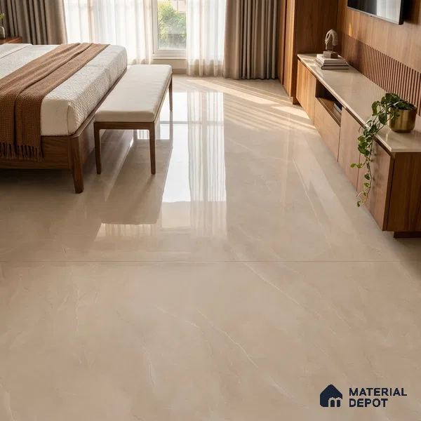 Marble Floor & Wall Tile TL 09636 Versatile Beige 6 ft x 4 ft Infinia Finish Vitrified Large Format Tile - 9 mm | 3 Random Design | Suitable For Living Room, Bedroom, Dining Area | Adhesive and Spacers Must be Used During Installation