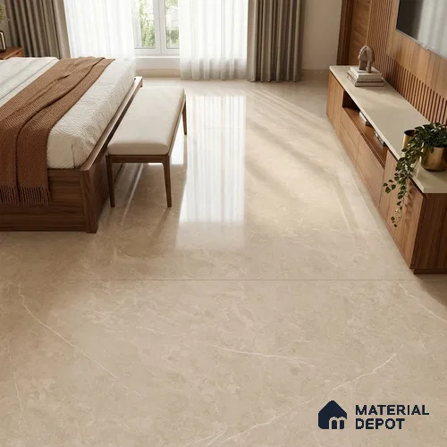 Marble Floor & Wall Tile TL 09639 Forza Caramel 6 ft x 4 ft Infinia Finish Vitrified Large Format Tile - 9 mm | 3 Random Design | Suitable For Living Room, Bedroom, Dining Area | Adhesive and Spacers Must be Used During Installation
