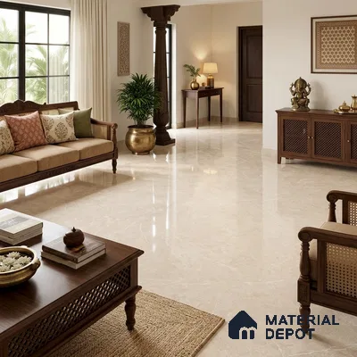 Marble Floor & Wall Tile TL 09639 Forza Caramel 6 ft x 4 ft Infinia Finish Vitrified Large Format Tile - 9 mm | 3 Random Design | Suitable For Living Room, Bedroom, Dining Area | Adhesive and Spacers Must be Used During Installation