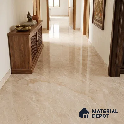 Marble Floor & Wall Tile TL 09641 Indo Beige 6 ft x 4 ft Infinia Finish Vitrified Large Format Tile - 9 mm | 3 Random Design | Suitable For Living Room, Bedroom, Dining Area | Adhesive and Spacers Must be Used During Installation
